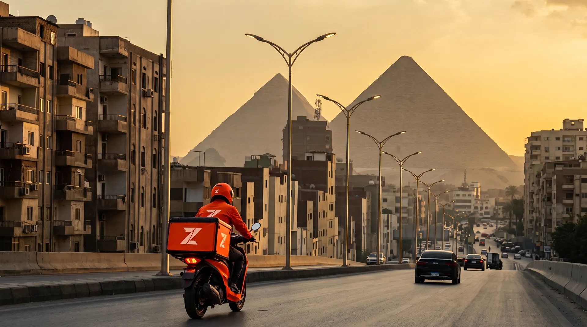 Lahazat driver on the road by the pyramids